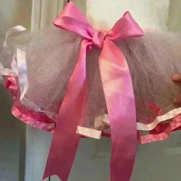 MudPie Tiny Dancer Tutu Ruffle Skirt Ribbon Pink Tulle Size 0-6 months - Picture 4 of 10